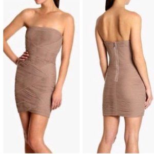 BCBG Max Azria Malinda Taupe Strapless Dress- Size 4 Small